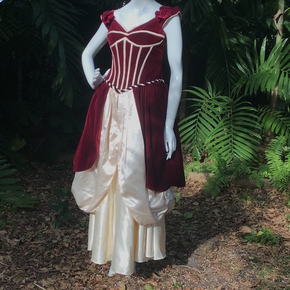 Vintage velvet and satin 50s corset Dress